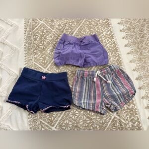 Set of Three Girls' Shorts - Purple, Navy, Striped Size 4t in great condition